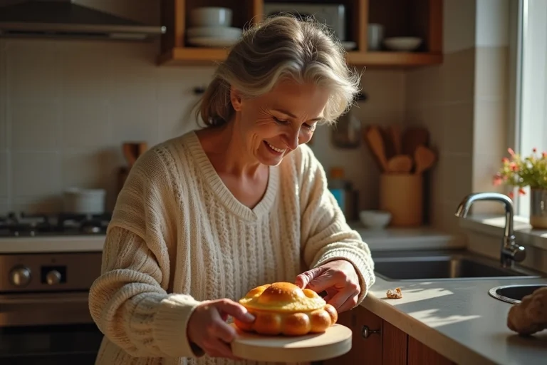 Femme sortant une bouchée à la reine du four avec un gant