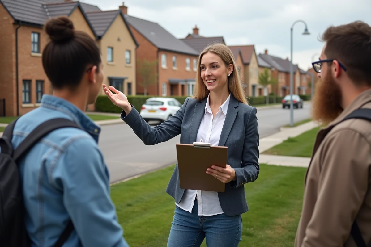 Jeune femme en tenue décontractée parle de tendances immobilières