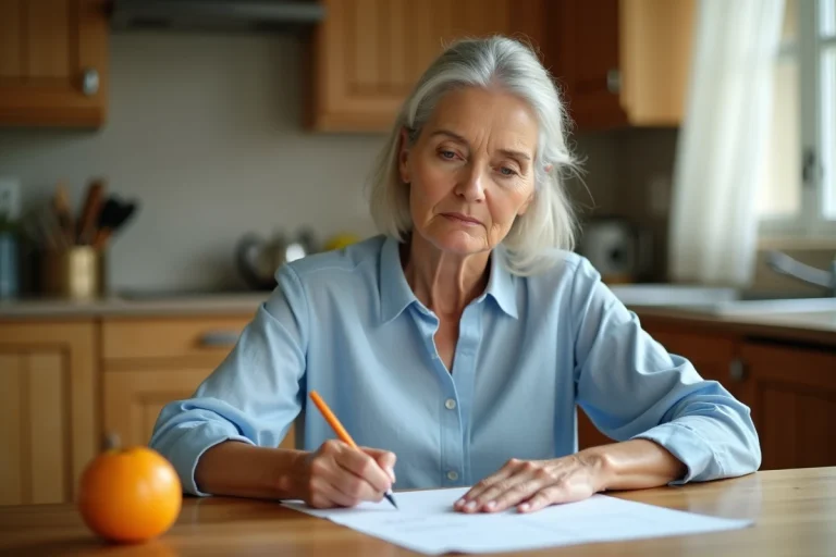 Femme remplissant un chèque CESU à domicile, illustration du fonctionnement du Cesu et du code NAN